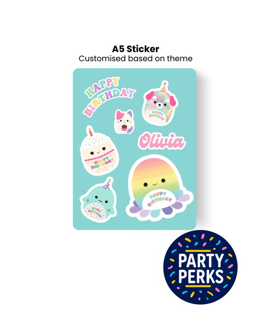 Personalised A5 sticker - Party Perks