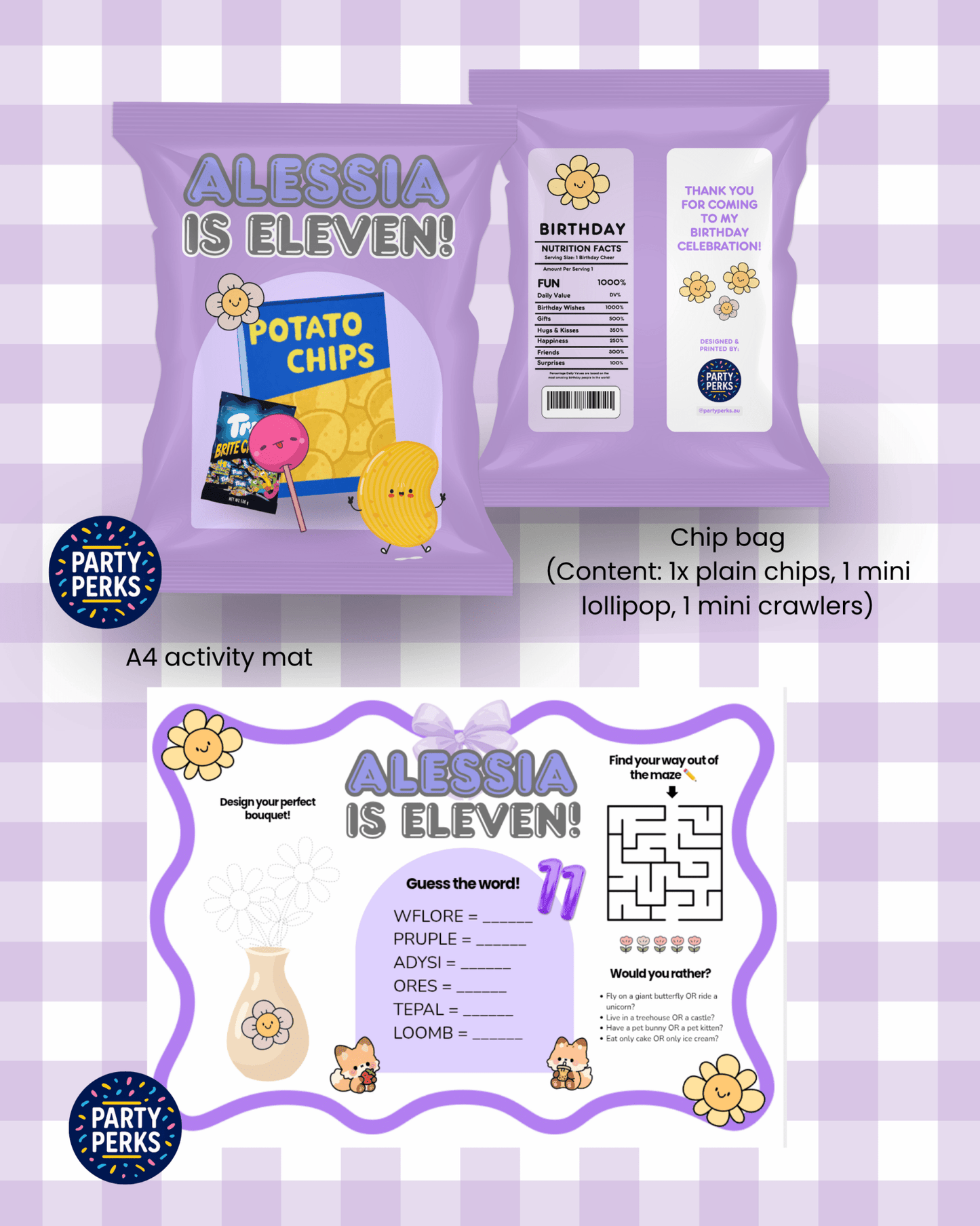 Chip & Activity Placemat - Party Perks